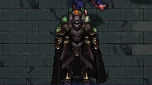 chained echoes golden voucher character in a mech suit