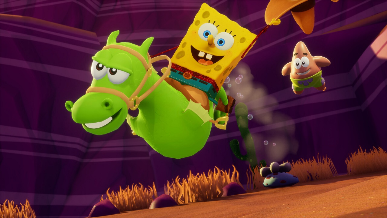Spongebob SquarePants: The Cosmic Shake review Spongebob riding a seahorse