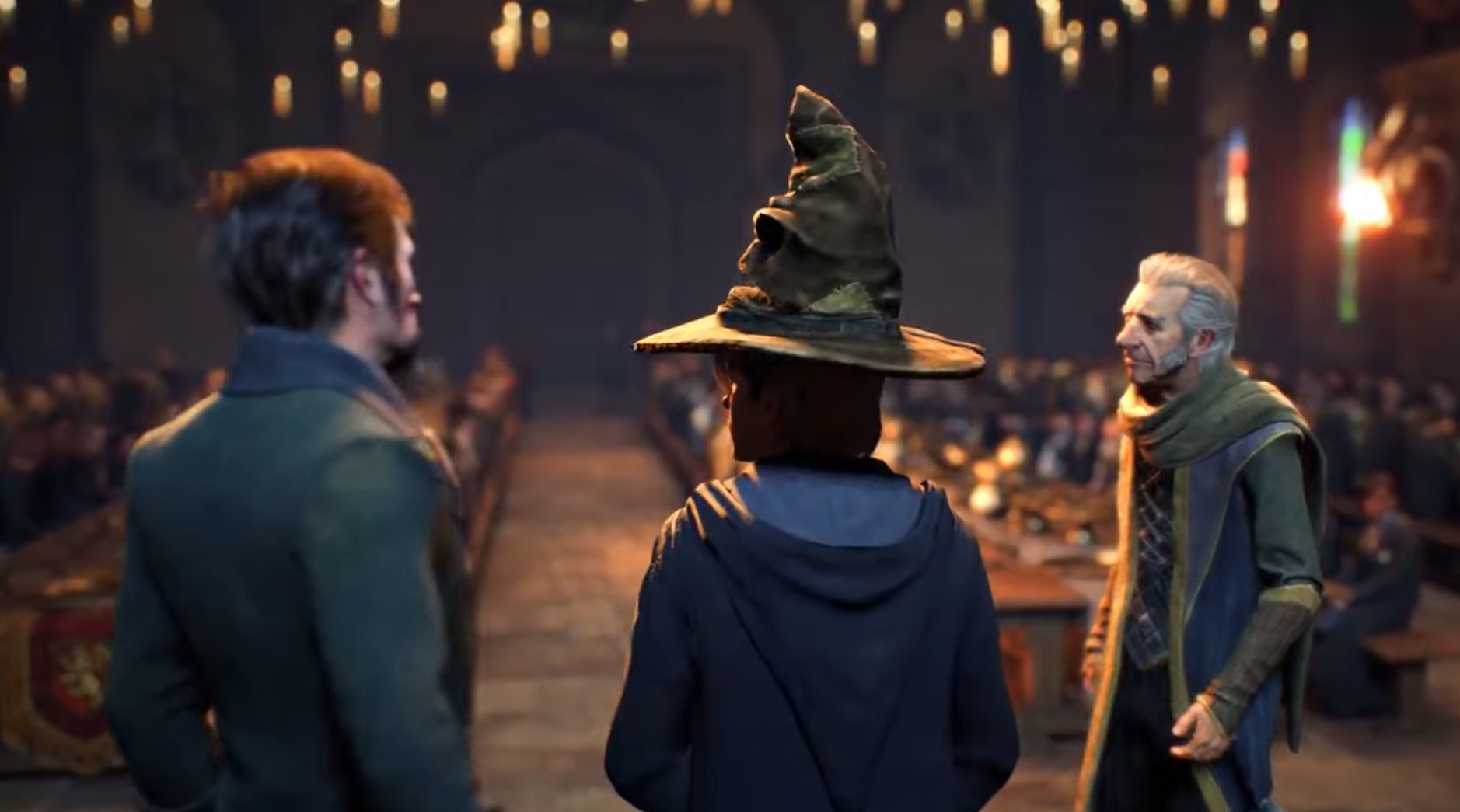 Hogwarts Legacy Cache in the Castle treasure location explained player puts on sorting hat
