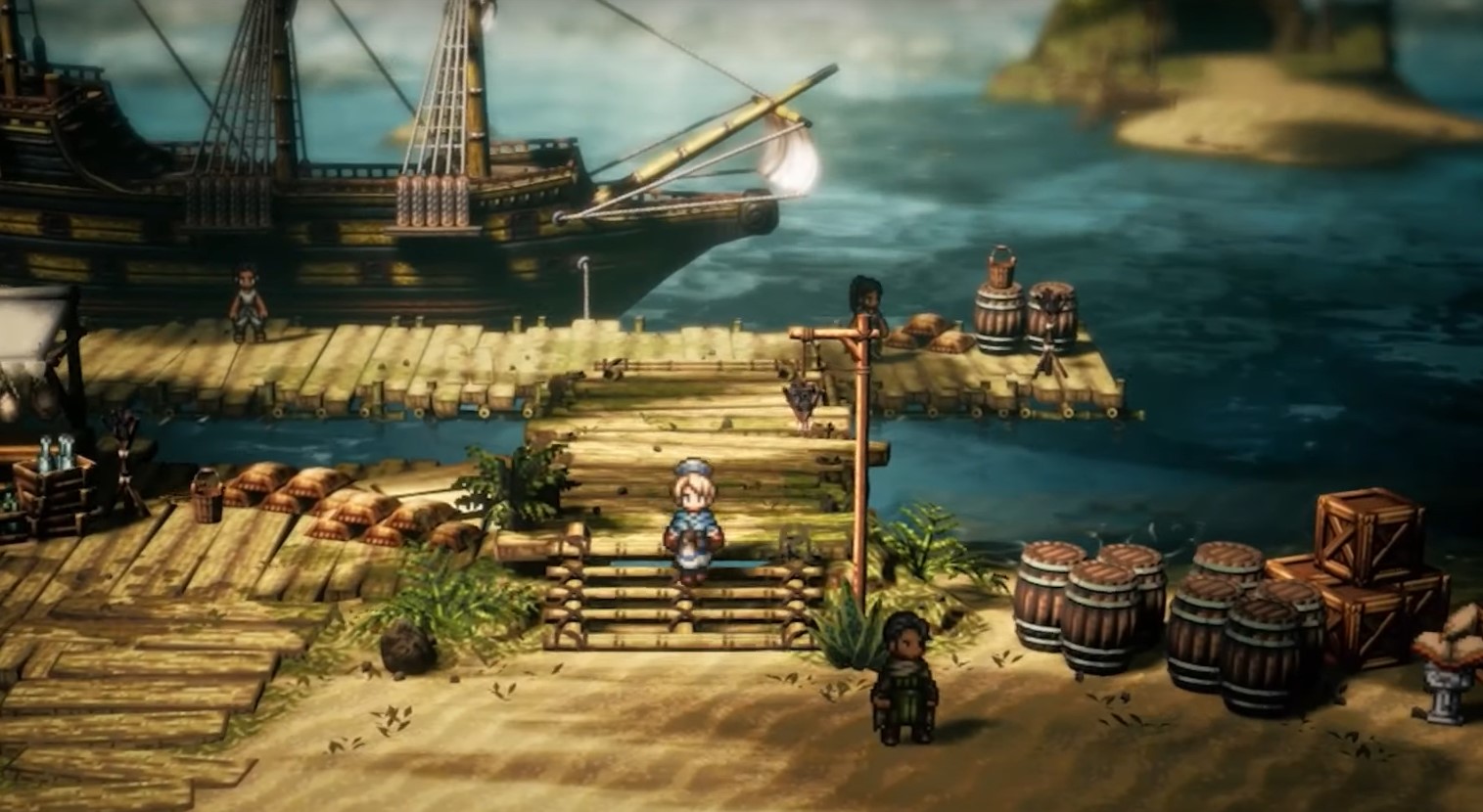 Beneath the wall Octopath Traveler 2 boss fight explained walking from ferry port