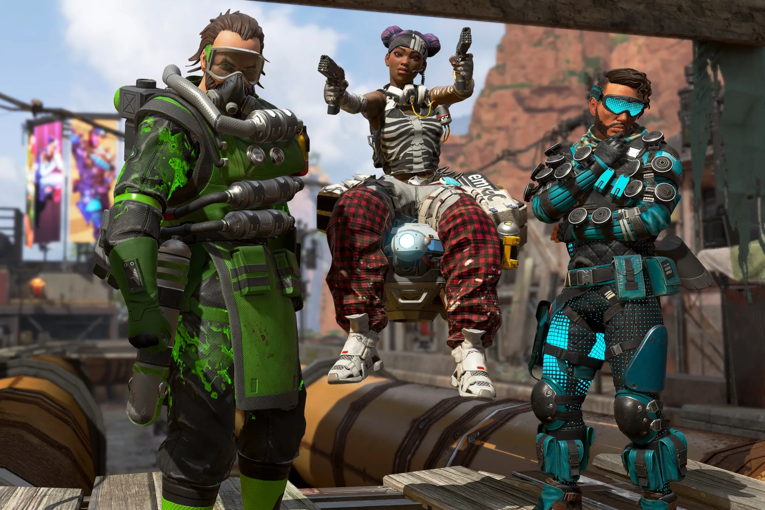 Does Apex Legends have cross progression - three characters decked up in gear