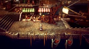 Octopath Traveler 2 path actions standing at the marketplace