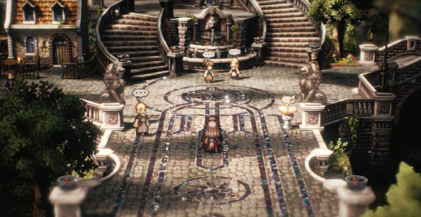 Octopath Traveler 2 thief license - how to find it player in front of two staircases