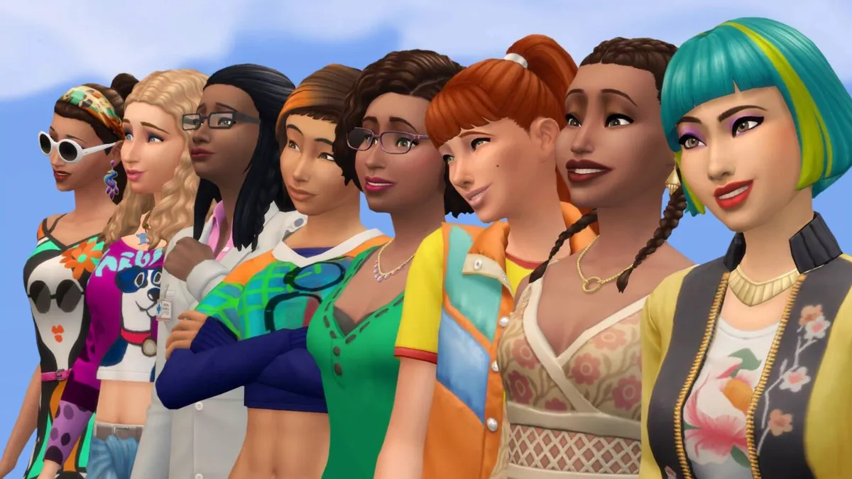 What is the Sims 4 rated - eight sims looking to the left