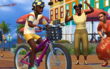 the sims 4 expansion packs list release dates a young girl riding a bicycle being cheered on by her mother