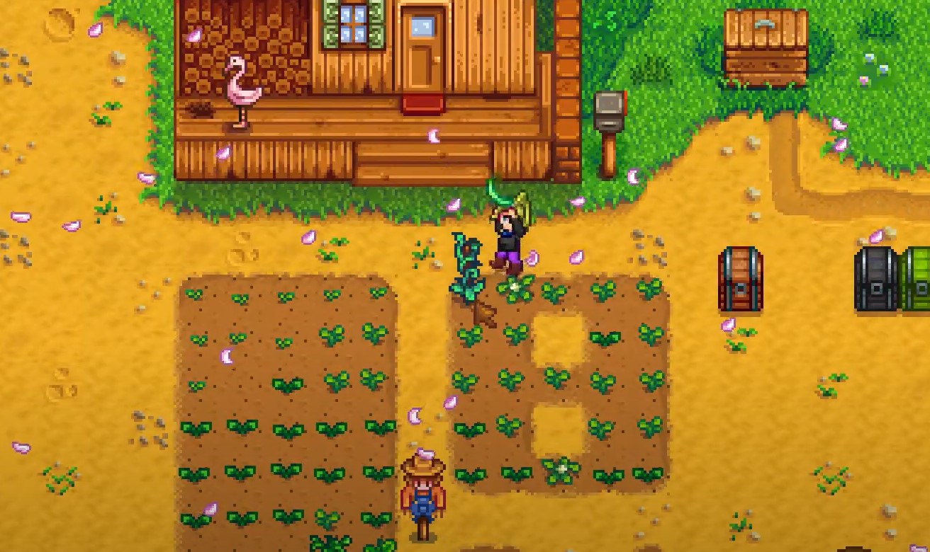 How to harvest beans Stardew Valley - player collecting green bean