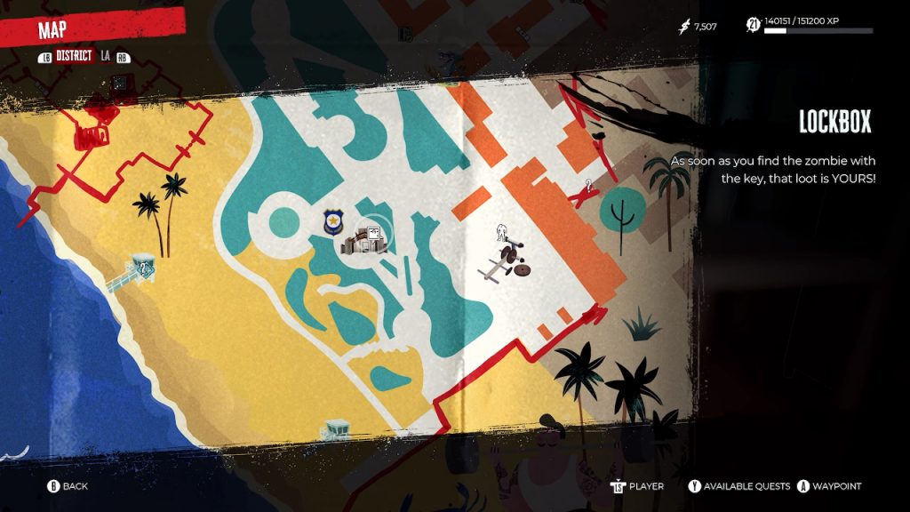 dead island 2 officer's lockbox key on the game's map screen