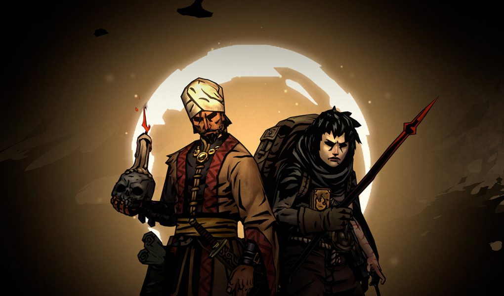 Darkest Dungeon 2 end expedition characters in front of moon