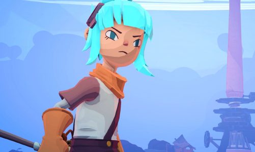 wavetale physical nintendo switch release the blue haired protagonist stands with a spear