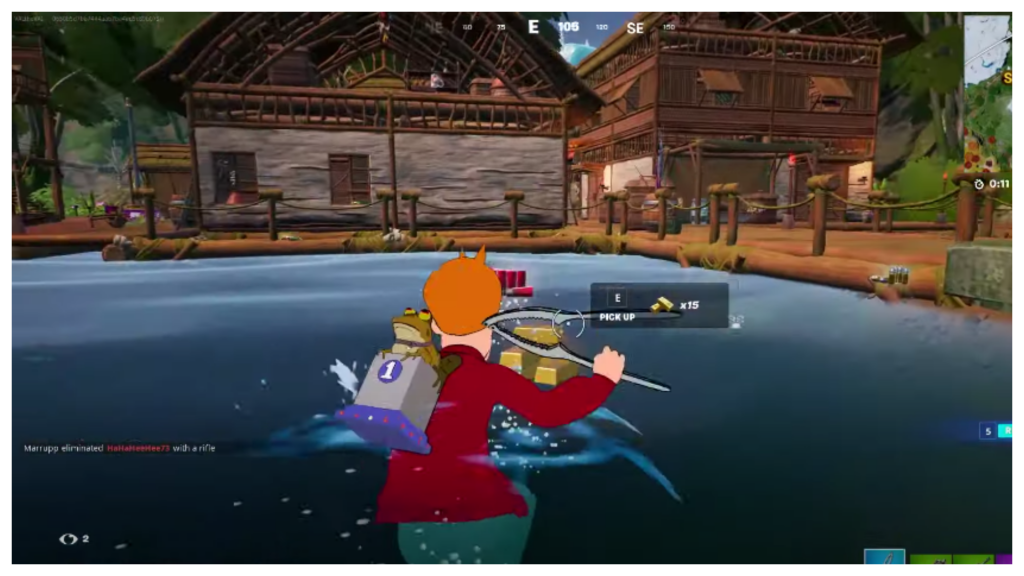 Fornite Futurama collab skins - how to unlock Bender, Fry, Leela, more Character swimming and looking for resources