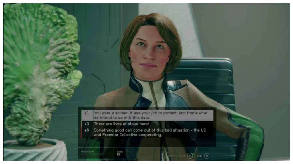 Starfield Persuasion guide Character getting Persuaded
