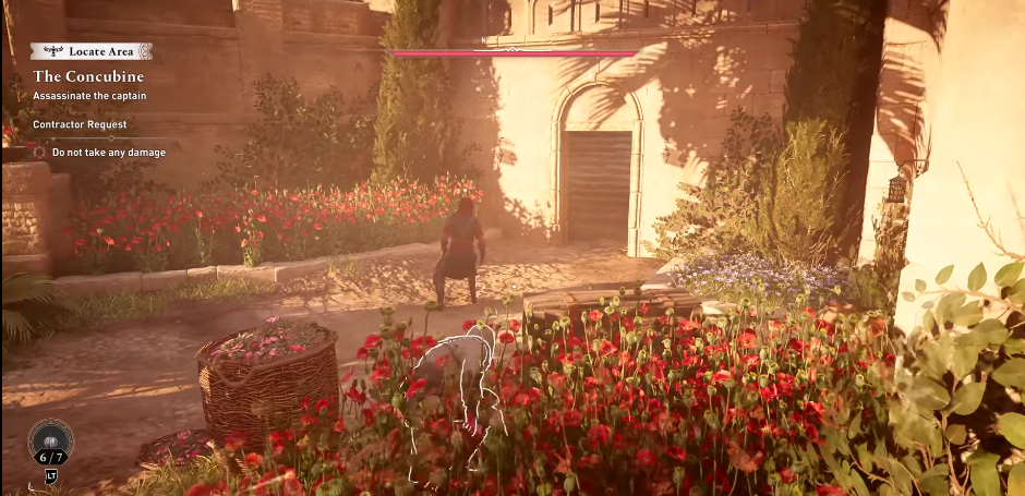 Assassin's Creed Mirage Notoriety system guide - how to stay hidden Character crouching behind another character