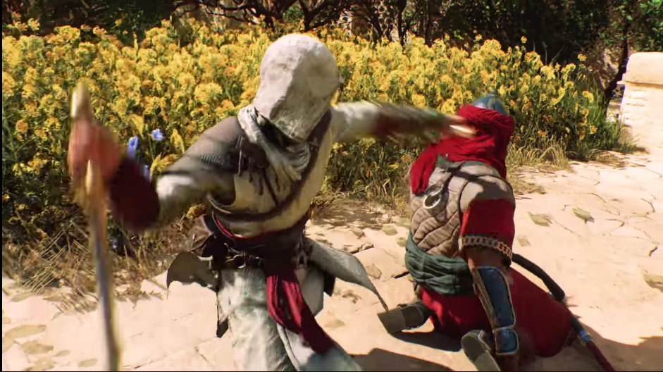 Assassin's Creed Mirage have New Game Plus Character about to backstab another character