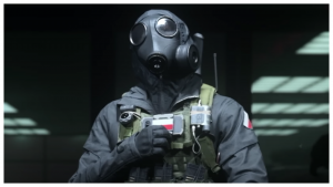Best Call of Duty Modern Warfare 3 AMR9 loadout Character wearing a gas mask