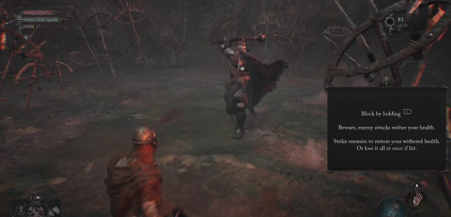Character running away from an enemy