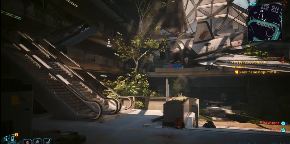 Cyberpunk 2077 Phantom Liberty relic points and their locations Character walking towards a escalator
