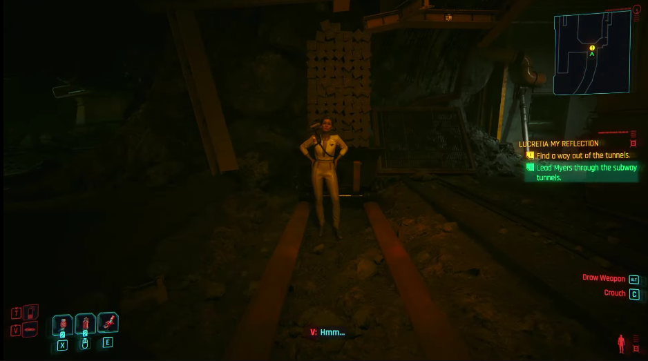 Lucretia My Reflection Cyberpunk 2077 Phantom Liberty mission guide Character standing in front of a minecart