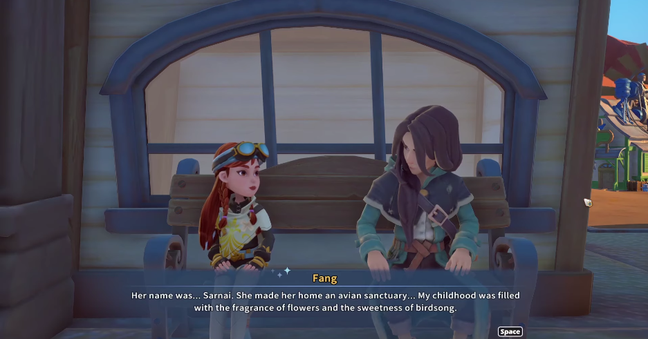 My time at Sandrock - Fang gifts, perks, romance guide Character talking to each other