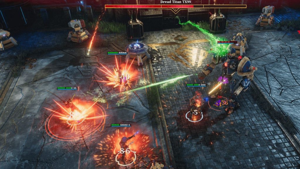 Dark Envoy co-op - fighting the Dread Titan TX99 boss.