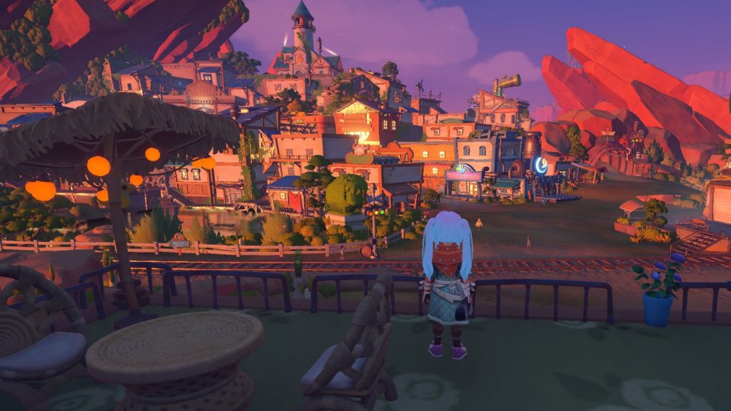 My Time at Sandrock review - Overlooking the town from your balcony.