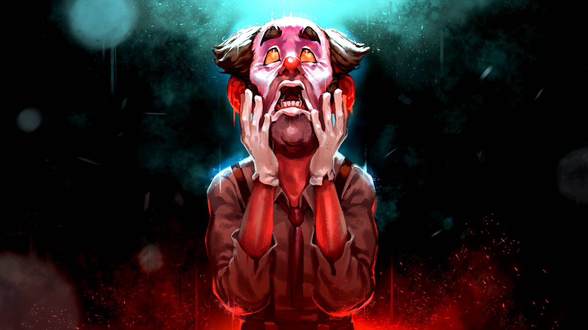Vlad Circus review - clown with hands on his face
