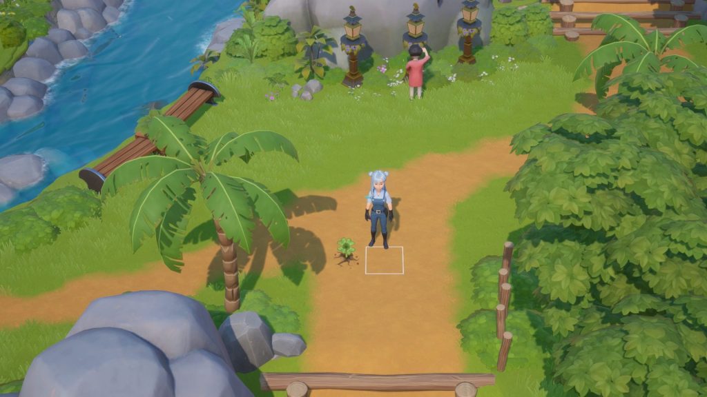 Coral Island tips and tricks - farmer standing next to a lucky clover.