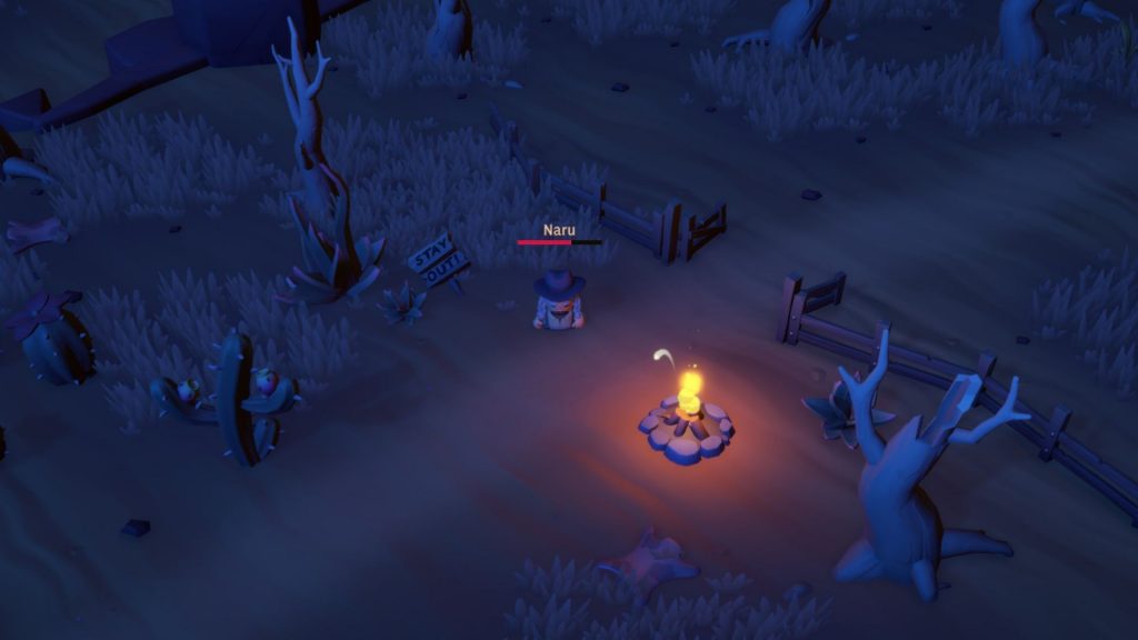 Don't Die in the West review - staying near a campfire at nighttime.